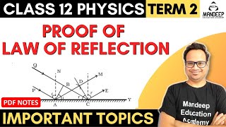 Proof of Law of Reflection Class 12 Term 2 Using Huygens Principles or Wave Theory of Light [upl. by Schuman]