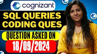 🔥Cognizant SQL Questions asked on 18092024  Cognizant Technical Assessment🔥 [upl. by Barrada]