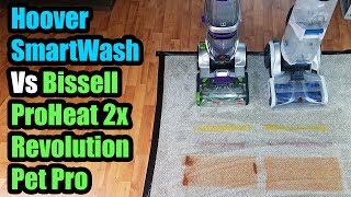 Hoover Smartwash vs Bissell Proheat 2x Revolution Pet Pro Carpet Cleaner [upl. by Tamah509]