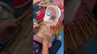 Flying fingers creating this intricate 🪭 FAN piece of bobbin lace bobbinlace satisfying artist [upl. by Coppinger]