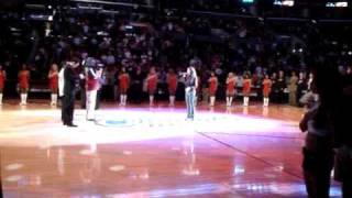 Beverly Taylor Amazing singer sings Anthem Staple Center Sold out [upl. by Suertemed]