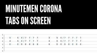 Minutemen Corona Guitar Backing Track  Tabs on Screen [upl. by Norra834]