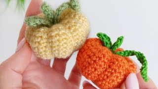 Crochet pumpkin free pattern easy crochet keychain [upl. by Ocirderf]