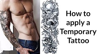 How to apply long full arm temporary tattoo transfer body art sticker Kraken pirate cosplay [upl. by Terina535]