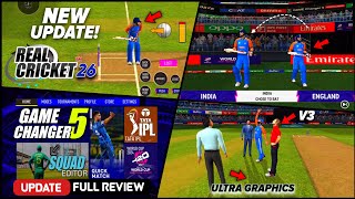 Game Changer 5 x Real Cricket 26  Update Full Review amp Download Ui Stadium Jersey Gameplay [upl. by Island]