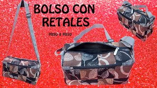 DIY Bolso con retazos de tela 👜 o retales Bag with fabric scraps Take advantage of scraps [upl. by Ettereve]