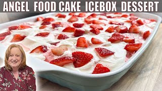 Easy ANGEL FOOD CAKE DESSERT  Icebox Vintage Jello Recipe  No BAKE Dessert  Catherines Plates [upl. by Eirahcaz]