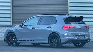 Volkswagen NEW Golf 8 GTI 300hp Clubsport 2021 in4K Moonstone Grey 19 inch Estoril Black Walk around [upl. by Ringsmuth]