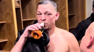 Nate Diaz CHUGS BEER after BEATING Jorge Masvidal amp CELEBRATES in LOCKER ROOM • BEHIND THE SCENES [upl. by Jolee]