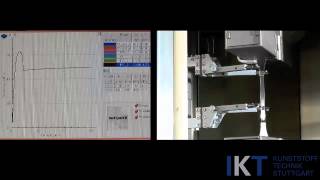 Zugversuch an einer Kunststoffprobe  Tensile Test on a Plastic Specimen [upl. by Tamer731]