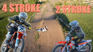 KTM 450 vs KTM 300 2 Stroke Lap Time Who Wins [upl. by Annoyt]