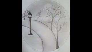 Evening Scenery sketch draw trending art drawing rich viralvideo praptis art amp craft [upl. by Shreeves729]