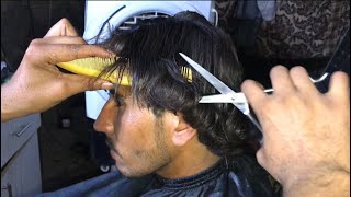 ASMR BARBER HAIRCUT WITHOUT clippers only scissors haircutalihydersalon [upl. by Farlie]