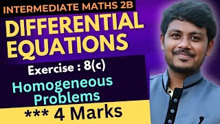 Differential equations part  6  homogeneous problems 4 marks problems  intermediate maths2b [upl. by Shannen]