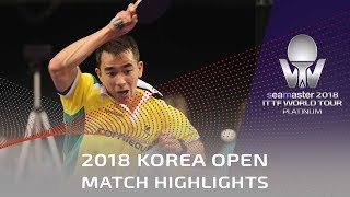 Hugo Calderano vs Chen ChienAn  2018 Korea Open Highlights R32 [upl. by Neelhtakyram199]