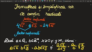 Inmultirea si impartirea nr cu radicali cls a 7 a ExercitiiInvata Matematica UsorMeditatii Online [upl. by Enelrae847]