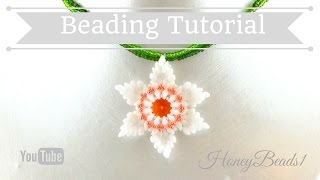 Superduo Daffodil Flower Pendant Beading Tutorial by HoneyBeads1 with superduo beads [upl. by Resiak154]