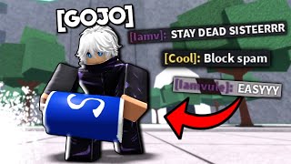 I Became GOJO GIRL To Destroy Players in Roblox The Strongest Battlegrounds [upl. by Elbon]