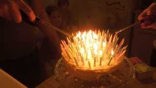 Lighting and blowing out 100 birthday candles [upl. by Enaira]