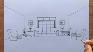 How to Draw a Room in 1 Point Perspective [upl. by Amsirahc240]