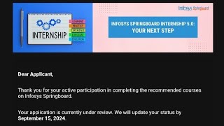 Infosys springboard Internship 50  Shortlist mail after completing the courses [upl. by Nnadroj348]