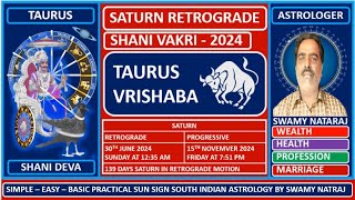 SATURN RETROGRADE 2024  SHANI VAKRI  TAURUS SIGN  ACHARYA SWAMY NATRAJ  RETROGRADE SATURN LONG [upl. by Zack843]