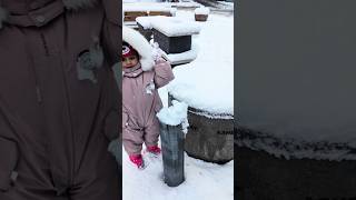 Shazmin playing with snow❄️⛄ funnyvideo snow cutebaby fun shortvideo shortvideos [upl. by Ayikahs]