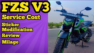 FZS V3 Service CostReviewSticker ModificationMilageVinay Chadha Beas [upl. by Chaddie]