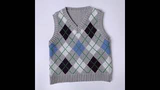 Darlingaga Vintage Argyle Plaid y2k Knitted Sweater Women Sleeveless Basic Pullover Fashion Crop Top [upl. by Leak82]