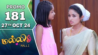 Malli Serial  Episode 181 Promo  27th Oct 24  Nikitha  Vijay  Saregama TV Shows Tamil [upl. by Lleder931]