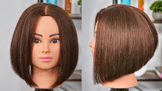 Stacked Bob Tutorial  How to Cut a Classic Bob  Angled Bob Haircut [upl. by Krongold]