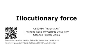 CBS3950 Pragmatics Illocutionary force [upl. by Alekal]