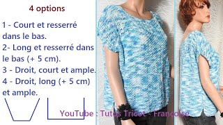 Tuto Tricot Pull Débardeur Femme  Top Femme 34363840424446485052 Point Damier et ajouré [upl. by Danice522]