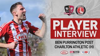 💬 Ben Purrington post Charlton Athletic H  Exeter City Football Club [upl. by Elumas]