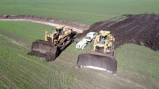 Big D11 bulldozers at work on farm [upl. by Eellehs]