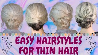 EASY hairstyles for thin hain  updos for fine hair [upl. by Eendys]