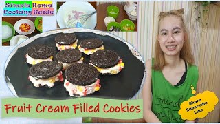 Fruit Cream Filled Cookies  Dessert  Simple Home Cooking Guide [upl. by Ssepmet]