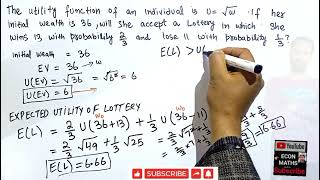 expected utility and lottery  choice under uncertainty  microeconomics [upl. by Homovec780]