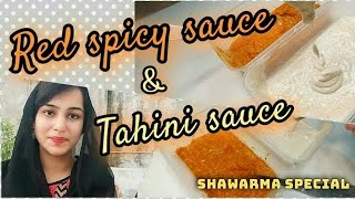 🔥Red spicy sauce amp Tahini sauce 🍚  Shawarma sauces 🌮  Recipe sauce recipe red white [upl. by Shyamal]