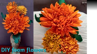 How to make foam sheet flowers Foamiran flowers DIY tutorial  Dahlia foam flowers [upl. by Monreal]