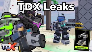 TDX LEAKS 5 Railgunner Tower Helicopter Rail Trooper  Tower Defense X Roblox [upl. by Nydroj365]