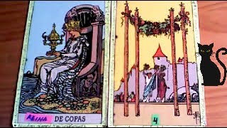 Combinaciones tarot con la REINA de COPAS  ARCANOS MENORES DE BASTOS Por TARA [upl. by Cristine]