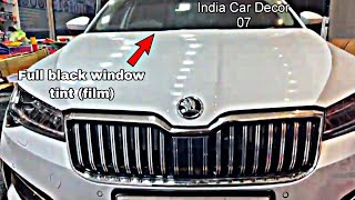 Skoda superb black window film  India car decor  Shrirampur 📍 [upl. by Savior515]