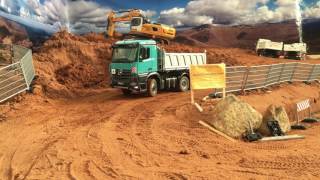 4K RC Trucks ScaleART Mercedes Arocs 6x6 amp Liebherr 956 4K Ultra HD [upl. by Atsahs444]