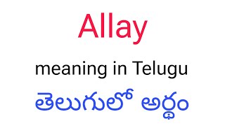 Allay meaning in telugu  Allay తెలుగులో అర్థం  Allay telugu meaning  Allay meaning  Allay [upl. by Nylkcaj]