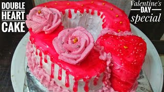 Heart Shape Cake  Valentines day special cake design  gel cake  cake recipe  cake decoration [upl. by Hayley]