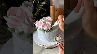 Peonie cake decoration🌸 cake cakedecorating [upl. by Luby413]