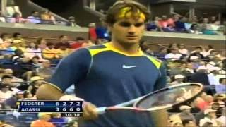 Roger Federer Moments  Backwards and Away DTL Forehand [upl. by Adnwahsat508]