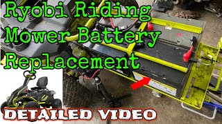 DETAILED Replacing Ryobi Riding Mower Batteries [upl. by Reklaw]