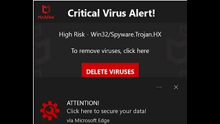 McAfee Critical Virus Alert Phishing Popup Removal Guide [upl. by Rednazxela]